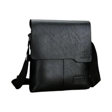 Imagem de Bolsa Mensageiro Vintage De Couro Marrom E Preto Para Homens, Bolsa De