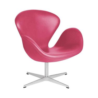 Imagem de Poltrona Swan Couro Sintético Rosa Base Alumínio Giratória