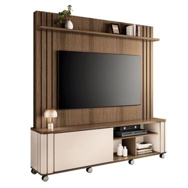 Imagem de Estante Home Theater Trinus Castanho Off White - Hb Móveis