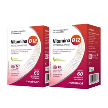 Imagem de Kit 2 Vitamina B12 Metilcobalamina 60 Comprimidos Maxinutri, Frutas Ve