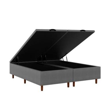 Imagem de Box Baú Blindado Queen Size Bipartido 158x198x42cm Base Reforçada Elit