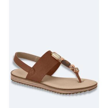 Imagem de Sandália Feminina Rasteira Pedras Sintéticas Modare Ma-18199, 38, Marr