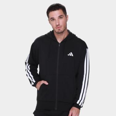 Imagem de Jaqueta Adidas 3 Stripes Masculina, Preto, Branco, G