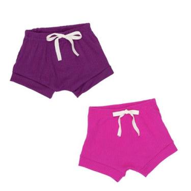 Imagem de Kit 2 Bermudas Shorts Curto Tapa Fraldas Bebê Baby Unissex - Fofotinho