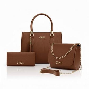Imagem de Kit Bolsa Feminina De Ombro Transversal Tira Colo E Carteira - CINF, C