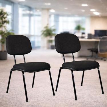 Imagem de Kit 2 Cadeiras Secretária Fixa Pé 7/8 Estofada Preta, Confortável e Resistente, com Estrutura Robusta e Design Moderno - Escritex