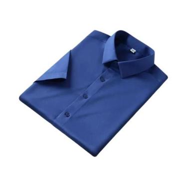 Imagem de Camisa Social Masculina Preta De Seda 5XL Manga Curta Sem Amassar Verã