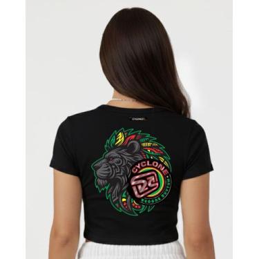 Imagem de (LANÇAMENTO) Baby Look Cyclone Cropped Reggae Lion Metal, Preto, P