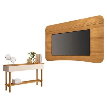 Imagem de Painel Suspenso Armony Cinamomo com Aparador Fiero Off White Cinamomo - HB Móveis