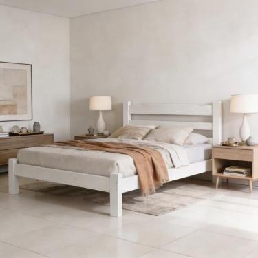 Imagem de Cama Casal Queen Com Colchão Madeira Maciça Robusta Repleta