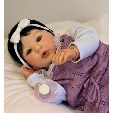 Imagem de Bebê Reborn Boneca Menina Mama e Faz Xixi, Corpo em Vinil Silicone Rea