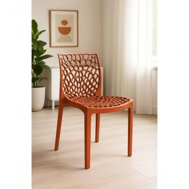 Imagem de Cadeira Gruvyer Estrutura em Plástico Terracota Empilhável para Jantar e Varanda