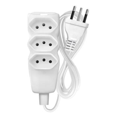 Imagem de Extensão Elétrica Megatron 2P T 10A 250V Cabo PP Plano 5m Branco Megatron