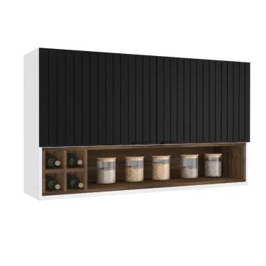 Imagem de Armário Aéreo Cozinhas Itatiaia Exclusive - 2 Portas - Nicho Garrafeiro - Preto