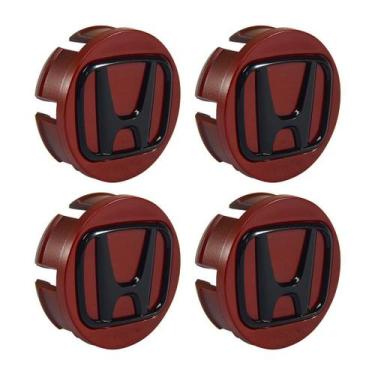 Imagem de Jogo de Calotinhas 58mm Centro de Roda Honda FIT Civic City Vermelho e