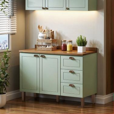 Imagem de Balcão para Pia Modelo Americano Provençal 2 Portas 3 Gavetas Frentes em Mdf com Tampo...