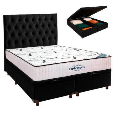 Imagem de Box Bau Blindado + Colchão Queen High Foam Ortobom + Cabeceira