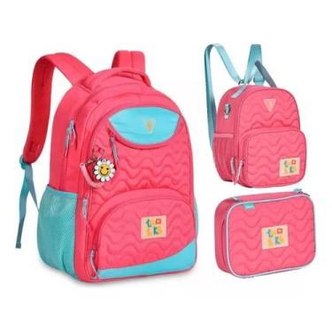 Imagem de Kit Mochila Costas Luluca Lu Like Lancheira e Estojo Juvenil Escolar, 