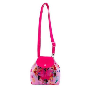 Imagem de Bolsa tiracolo princesas disney rosa 16x8x17cm - disney