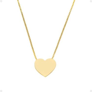 Imagem de colar feminino colar banhado dourado aço + coração ouro pingente quali
