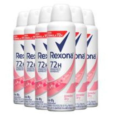 Imagem de Kit Desodorante Aerosol Rexona Powder Dry Rosa 150ml - 6 Unidades