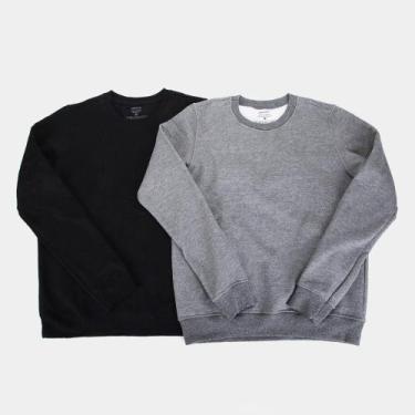 Imagem de Kit Moletom Basicamente Sem Capuz Liso 2 Peças Feminino