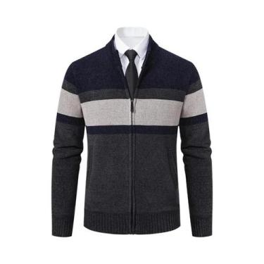 Imagem de Cardigã Masculino De Inverno Em Fleece Grosso, Quente E Casual, Com Go