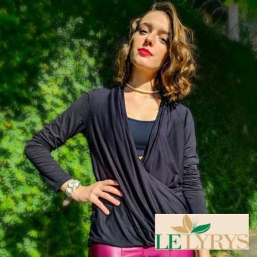 Imagem de Blusa Transpassada com Manga Longa - Le Lyrys, Preto, G