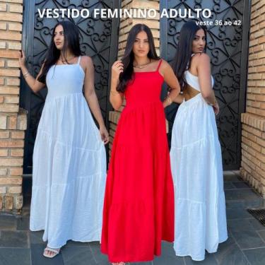 Imagem de Vestido Midi Feminino adulto sem fenda - Clarté, Branco