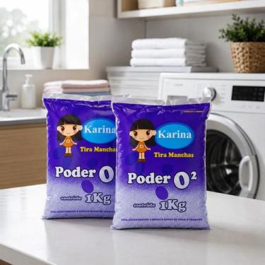 Imagem de Tira Mancha 1kg Roupa Suja Branca Colorida Poder O2 Kit 2un - KARINA O