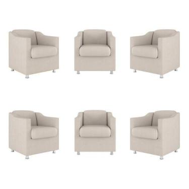 Imagem de Kit 6 Poltronas Tilla Para Consultório E Recepção Suede Bege Balaqui D
