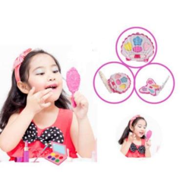 Imagem de Kit Estojo Maquiagem Infantil Para Boneca Coração Com Sombra 4 Cores +