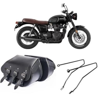 Imagem de Bolsa Alforge Mala Baú Moto Custom 32L Afastador Suporte Triumph Bonne