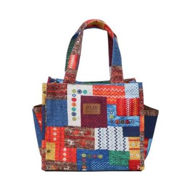 Imagem de Bolsa De Almoço Com Estampa Floral Em Tecido Reforçado, Caixa De Almoç