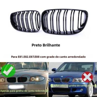 Imagem de Grelha Cromada Dupla Em Preto Brilhante Para BMW Série 1 E81 E87 E82 E