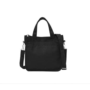 Imagem de Jeelow Bolsa pequena de lona bolsa tiracolo de ombro com zíper e bolsos para homens e mulheres, Preto, Large