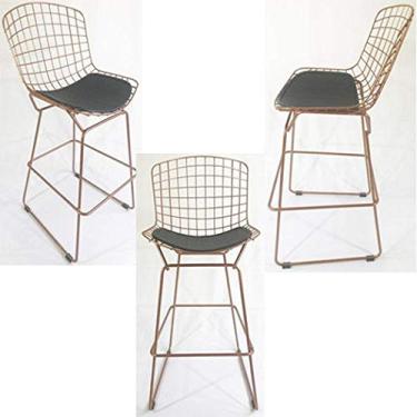 Imagem de Kit 3 Banquetas BERTOIA cobre assento preto - Poltronas do Sul