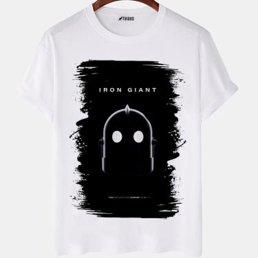 Imagem de Camiseta masculina Gigante De Ferro Cabeça Robô Arte Camisa Blusa Branca Estampada