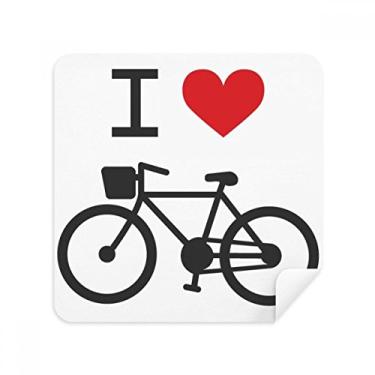 Imagem de Tecido de camurça I Love Red Heart Bicycle Pattern Glasses Cloth Cleaner 2 unidades