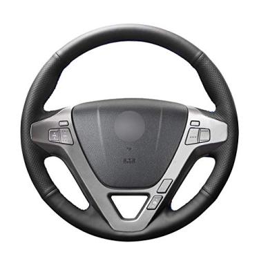 Imagem de MVMTVT Capa de volante de carro para Acura MDX 2009 2010 2011 2012, Capa de volante preta costurada à mão