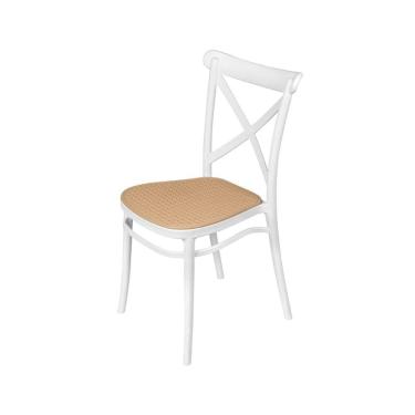 Imagem de Cadeira Boxbit Plats Branca em Polipropileno com Assento em Simulando Palha