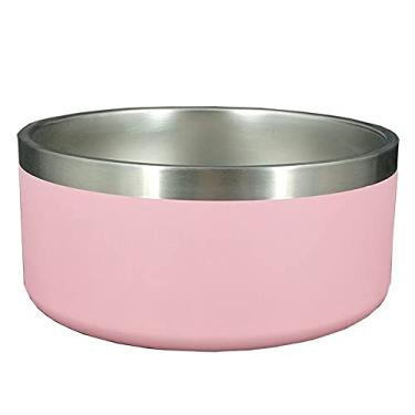 Imagem de Gteller Tigelas para cães de parede dupla de aço inoxidável de 947 g de 1,84 g, pratos para animais de estimação, comida para gato e tigela de água com base de borracha (947 g, rosa)