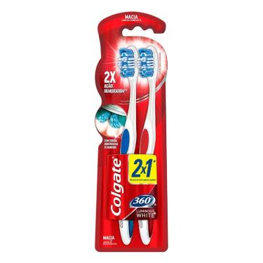 Imagem de Escova Dental Colgate 360° Luminous White Macia Cores Sortidas 2 Unidades