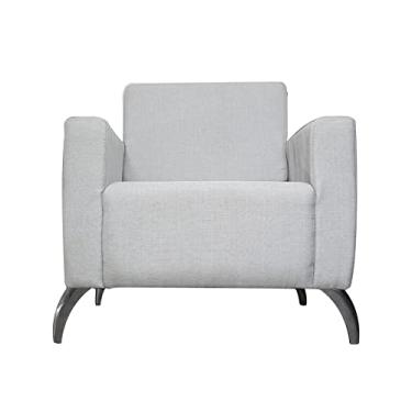 Imagem de Poltrona Decorativa Leticia Slim Pés Alumínio Linho Cinza - DS Estofados