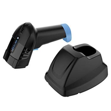 Imagem de REALINN Scanner de código de barras sem fio 2D QR Code Leitor de código de barras com suporte USB de 100 metros de distância de transmissão CMOS Imager Data Matrix PDF417 UPC scanners para armazém de inventário supermercados