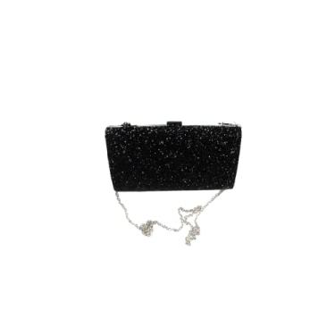 Imagem de JAMBHALA Bolsa Feminina Siliver Clutch Bolsa de Strass Para Noivas, Baile de Formatura, Bolsa de Festa (preto)