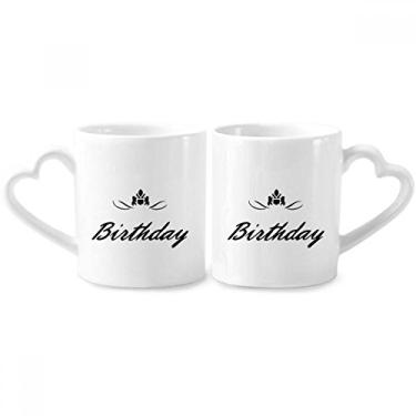 Imagem de Happy Birthday Presents Blessing Beautiful Couple Porcelain Mug Set Ceramic Lover Cup Heart Handle