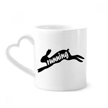 Imagem de Caneca natural com contorno de coelhos de animal preto caneca de café cerâmica copo de coração de vidro