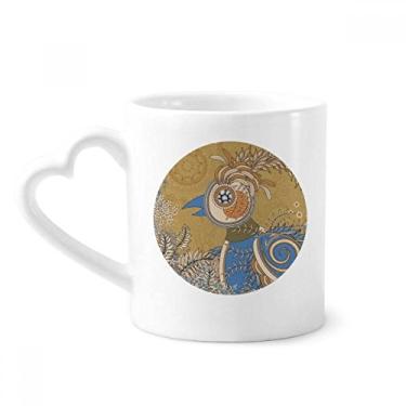 Imagem de Flor dourada faisão Ukiyo-e folhas caneca café cerâmica copo de coração de vidro