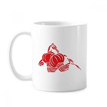 Imagem de Lanterna chinesa Lótus padrão caneca cerâmica xícara de porcelana café louça